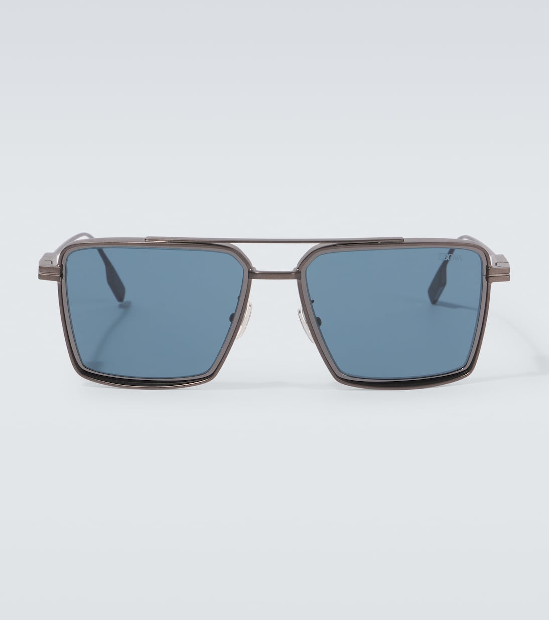 

Квадратные солнцезащитные очки Zegna, Matte Dark Bronze /Blue