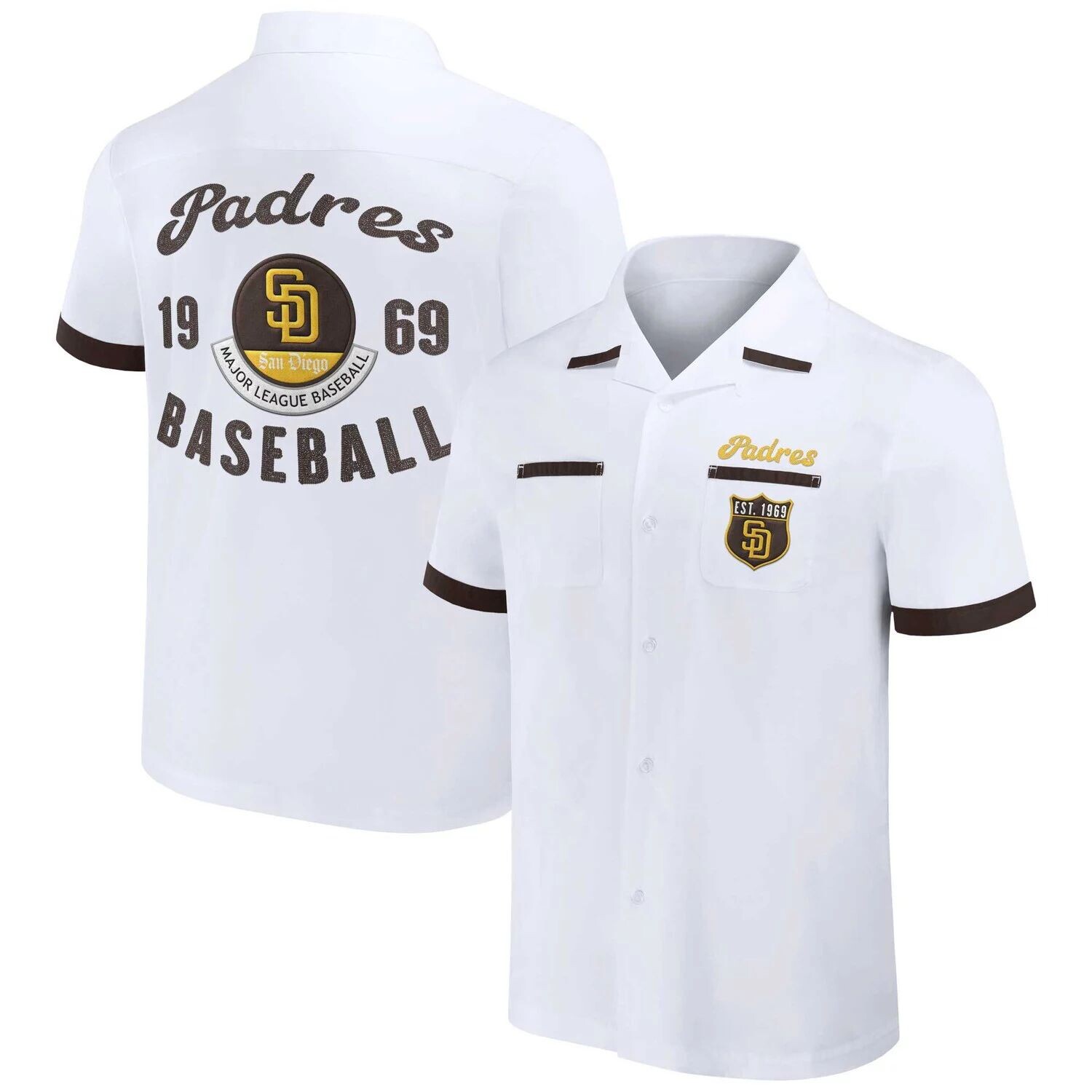 

Мужская рубашка Darius Rucker Collection от Fanatics Белая рубашка на пуговицах для боулинга San Diego Padres