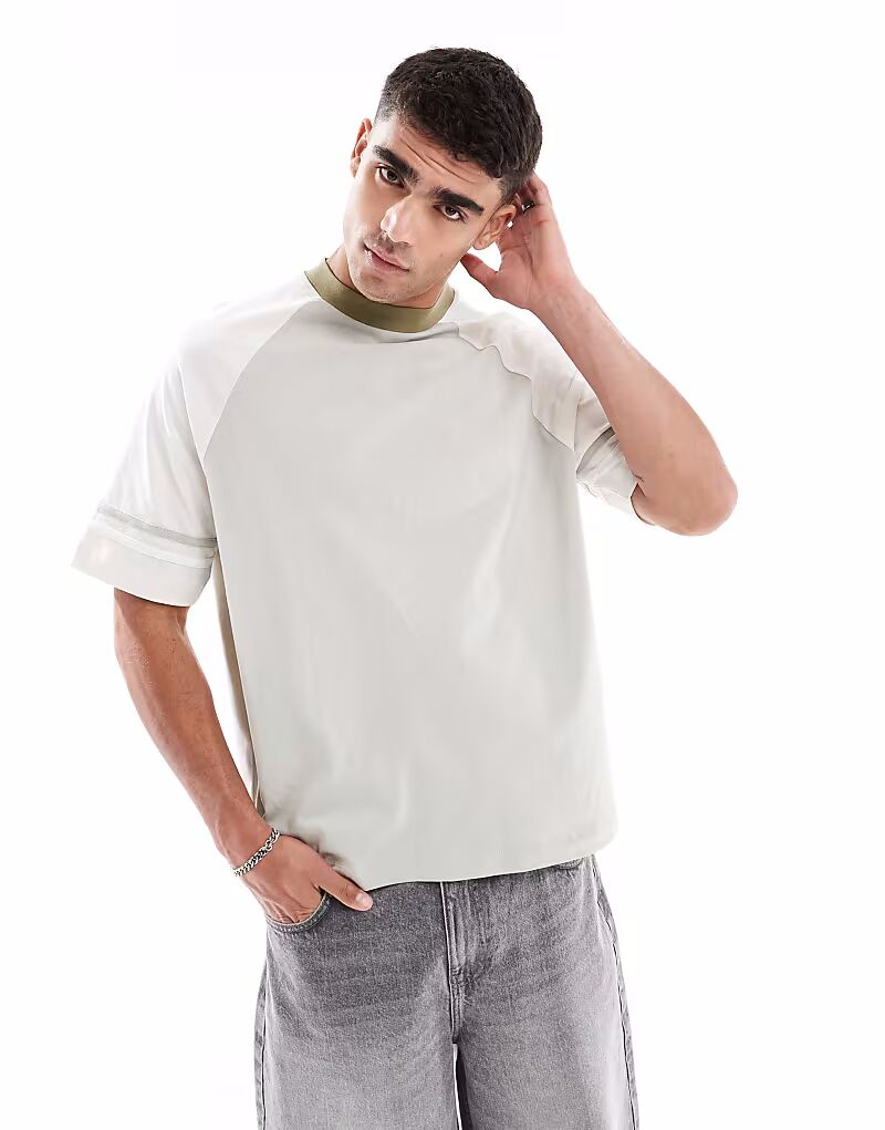 

Футболка свободного кроя серого цвета с контрастной отделкой и рукавами реглан Asos Design, Серый, Футболка свободного кроя серого цвета с контрастной отделкой и рукавами реглан Asos Design