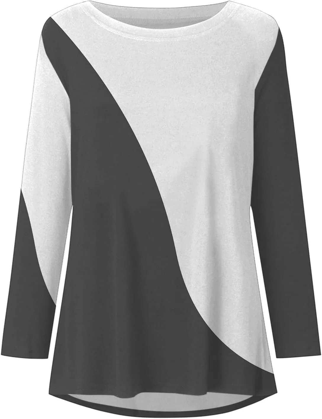 Блуза с цветовым блоком, длинный рукав Women Large Top Over Size, белый — фото 3
