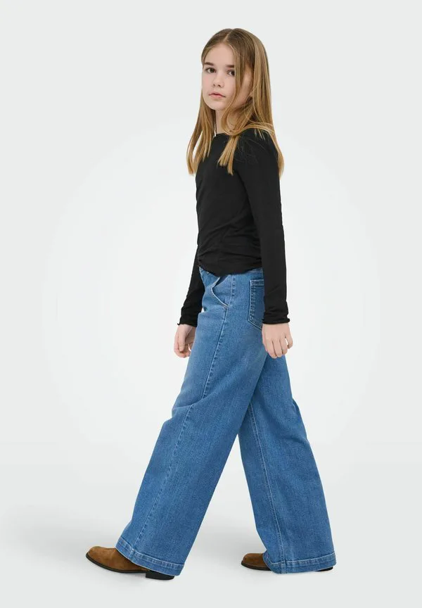 Расклешенные джинсы mit weitem bein kognew mittlere taille Only Girls, Light Blue Bleached Denim — фото 3