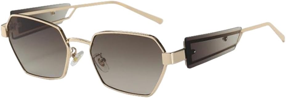 

Модные металлические квадратные женские солнцезащитные очки, роскошные многоугольные очки в крупной оправе, из сплава, градиентный чайный оттенок, один размер LVTFCO, Gradient Tea