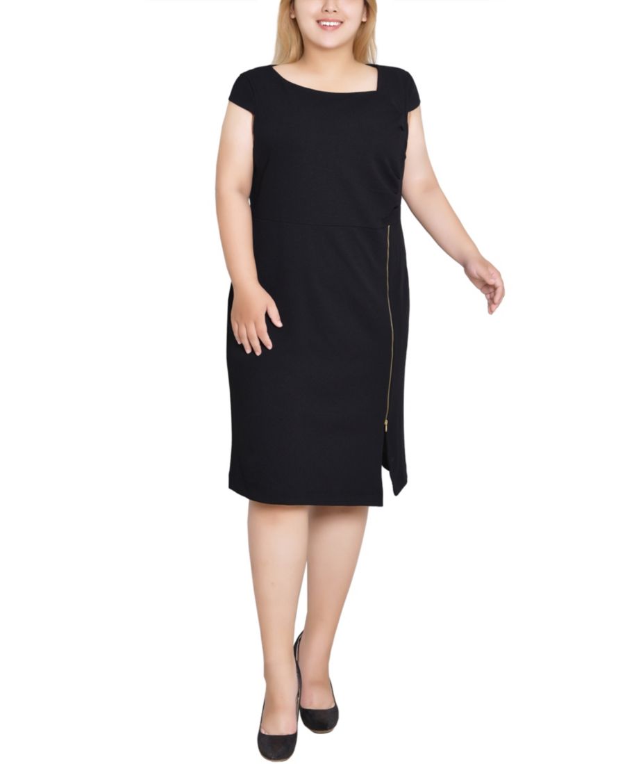

Платье большого размера с короткими рукавами и открытой молнией NY Collection, Black