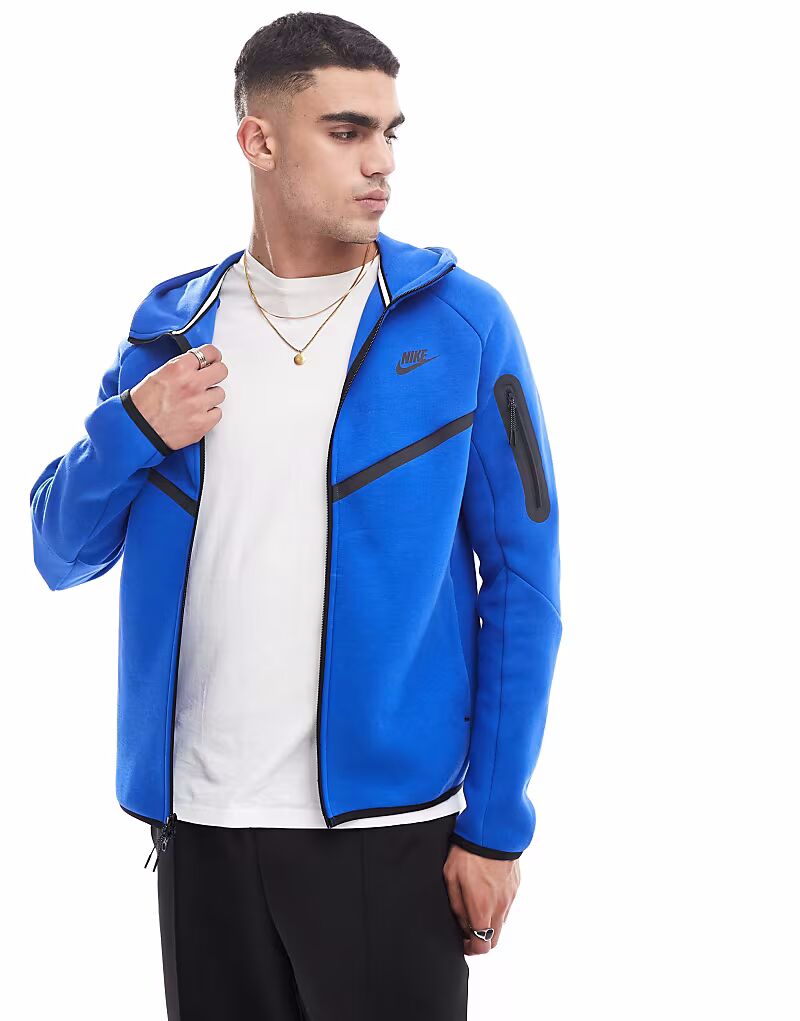 

Толстовка с капюшоном Nike Tech Fleece на молнии синего цвета