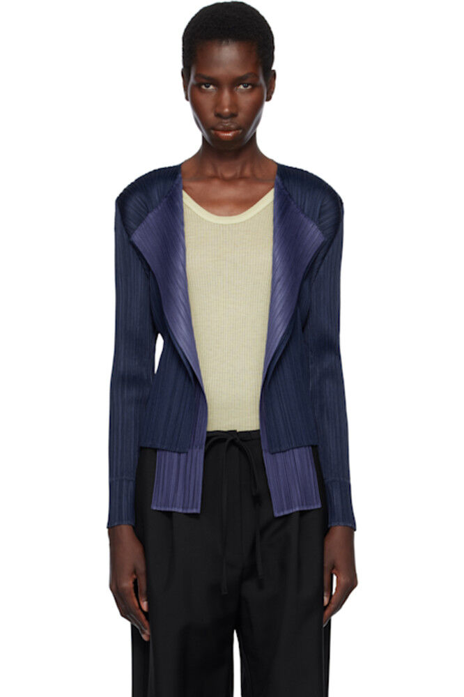 

Двухцветный кардиган Navy Merry PLEATS PLEASE ISSEY MIYAKE