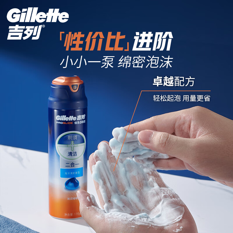 Гель для бритья мужской Fresh Ocean для бороды очищение 2 в 1 170г/бутылка Gillette — фото 3