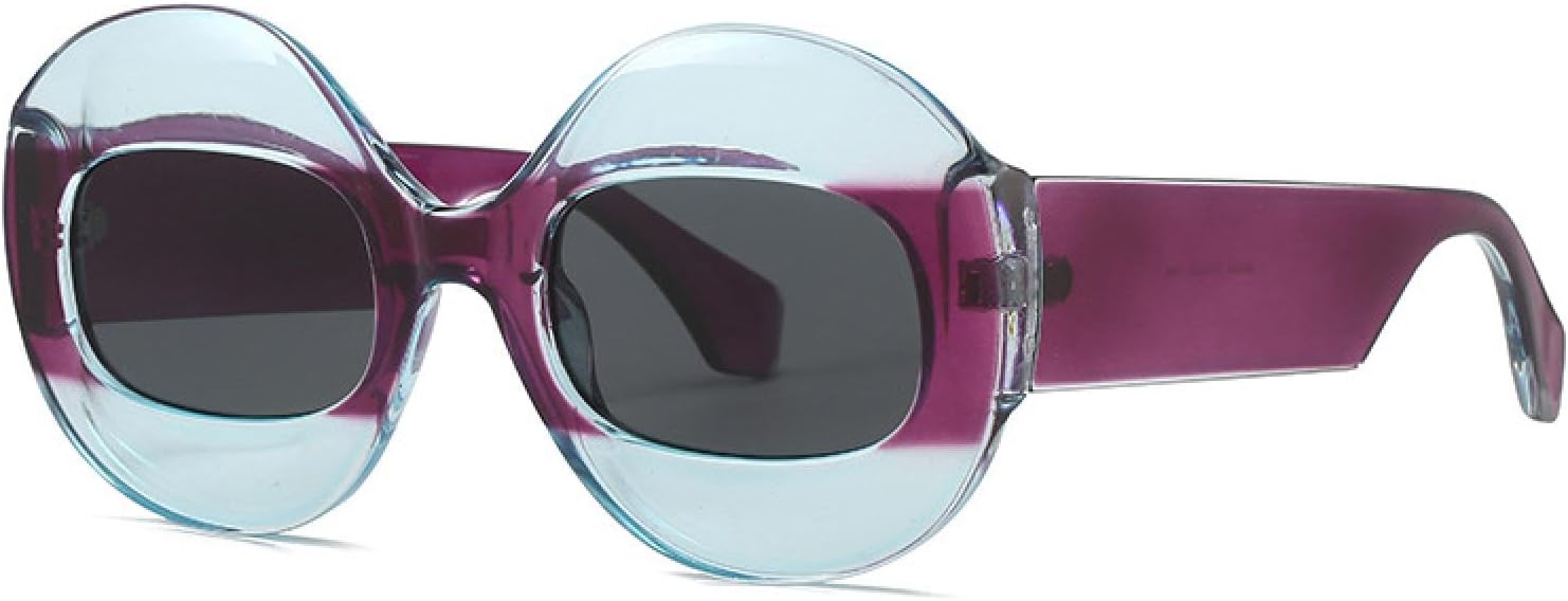 

Модные круглые солнцезащитные очки с контрастными цветами для женщин, ретро-очки с овальными линзами и прозрачным градиентом, защита от УФ-излучения UV400 для мужчин, трендовые очки в стиле панк VVTWSSW, Blue Purple Gray