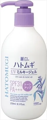 Солнцезащитный гель Pure White Pearl Barley Tone Up UV Milky Gel SPF31 PA+++, 250 мл, набор 3 шт