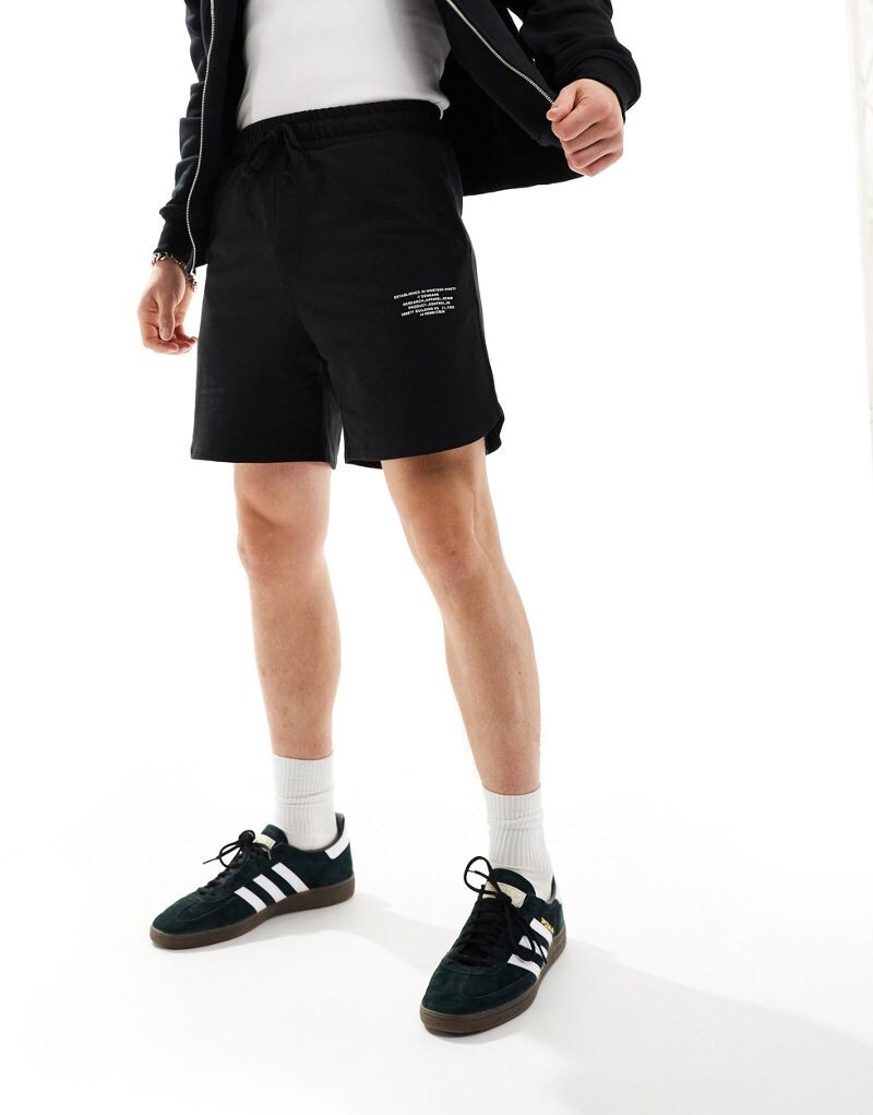 

Черные шорты из джерси с принтом Jack & Jones