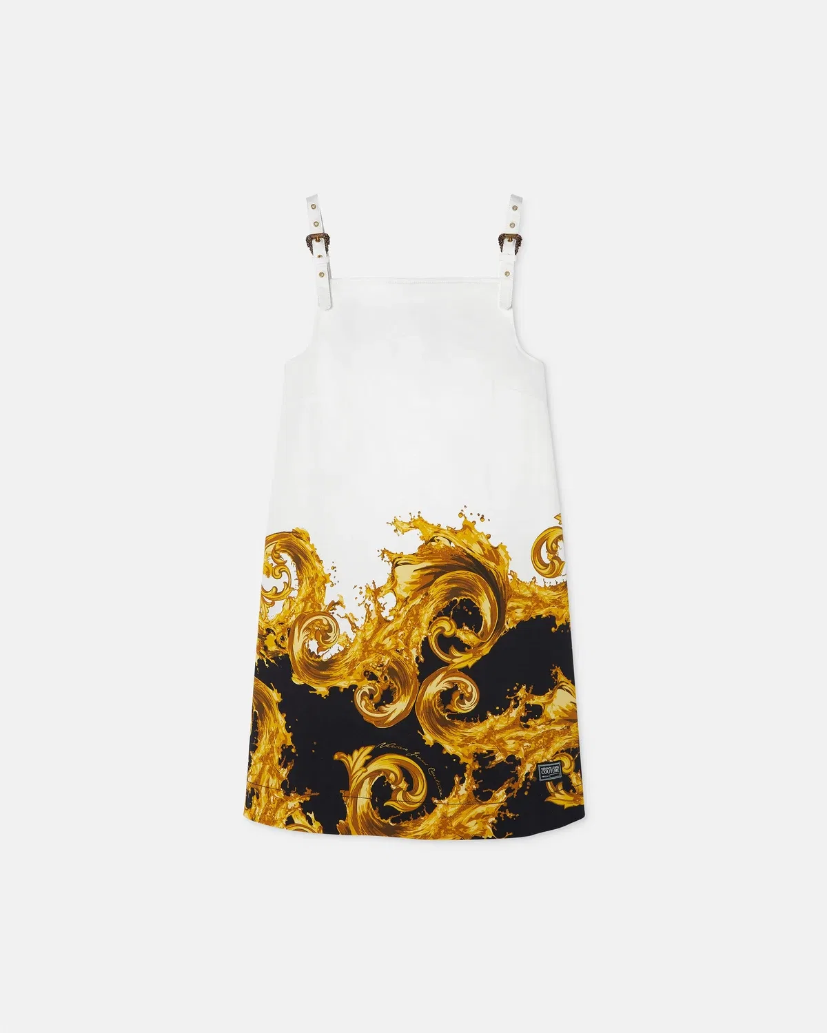 Мини-платье из хлопка с принтом VERSACE, черный