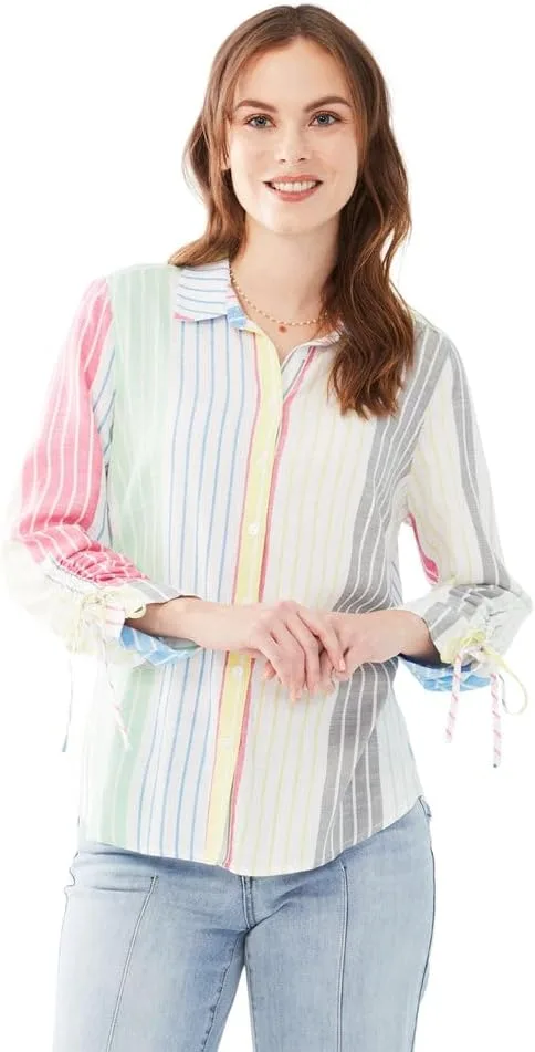 

Классическая рубашка french dressing с регулируемыми рукавами в полоску rainbow FDJ French Dressing