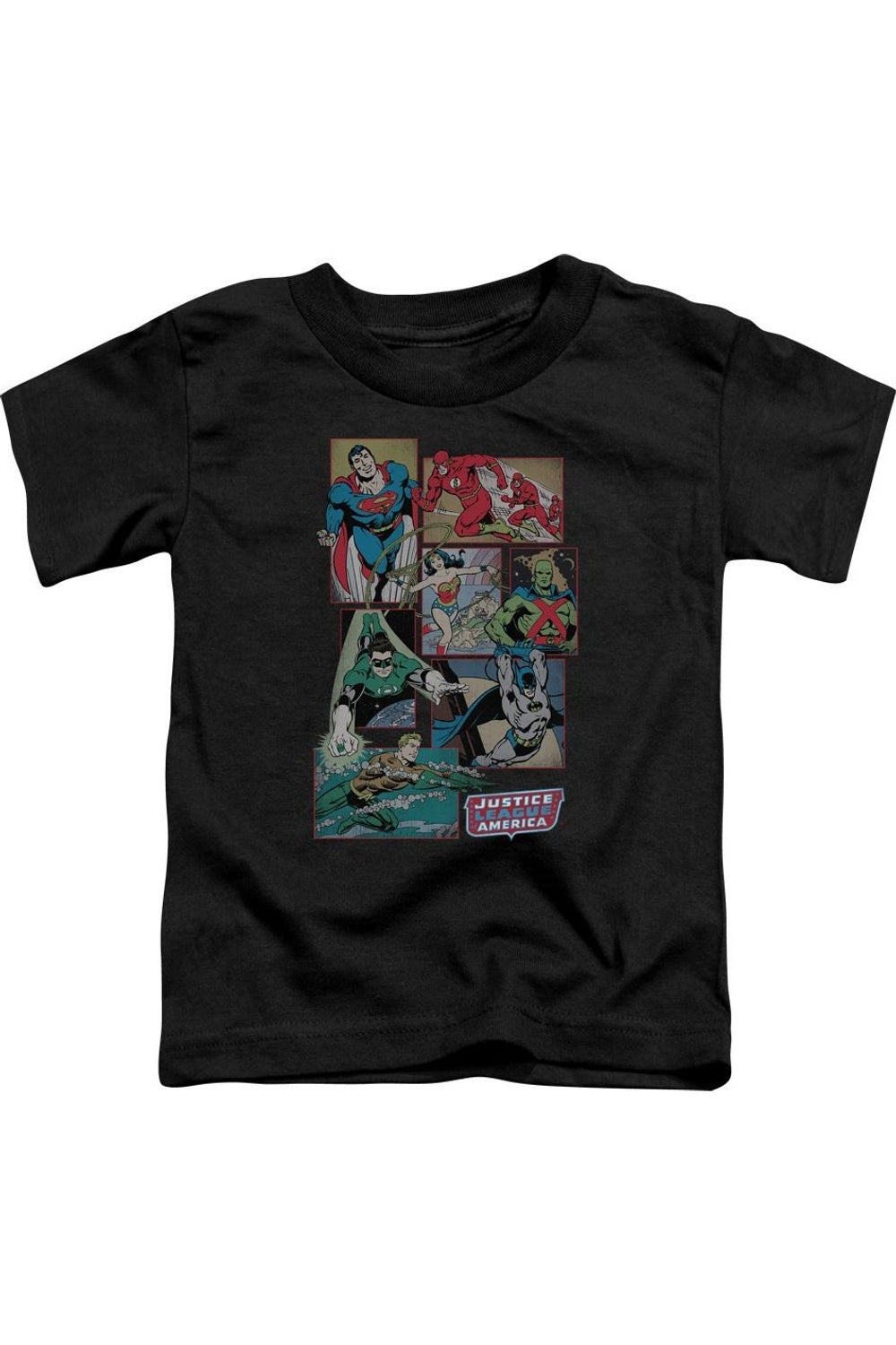 

Футболка с коротким рукавом для малышей DC Comics Justice League Boxes Gildan, черный