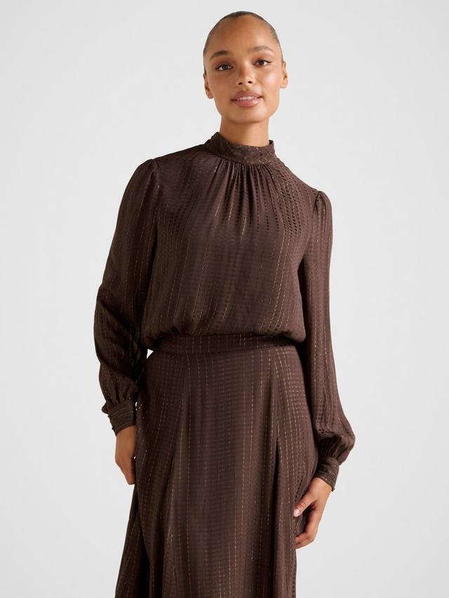 

Блузка Preslee с галстуком на воротнике Forever New, Chocolate Metallic