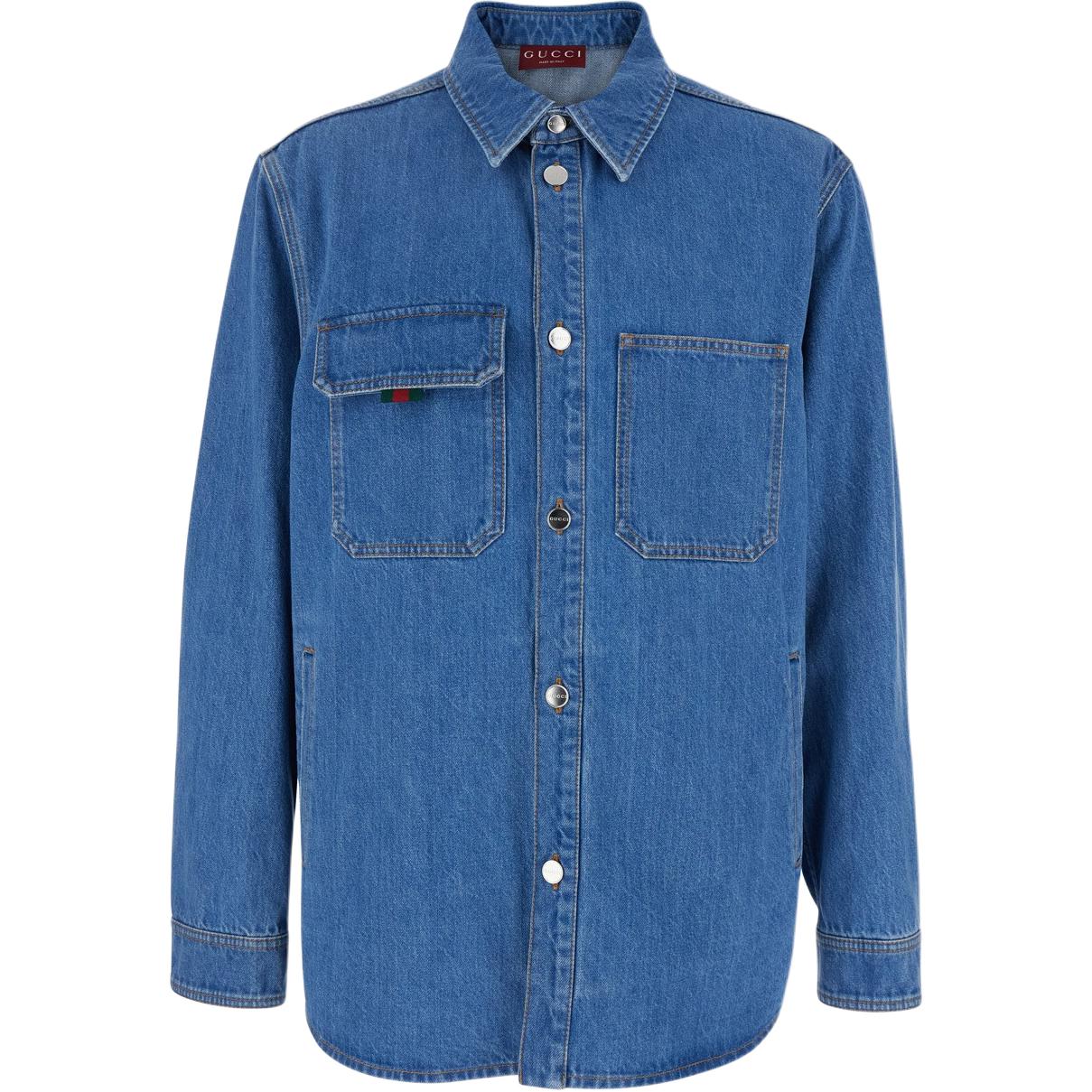 

Расслабленная джимовая рубашка GUCCI, синий