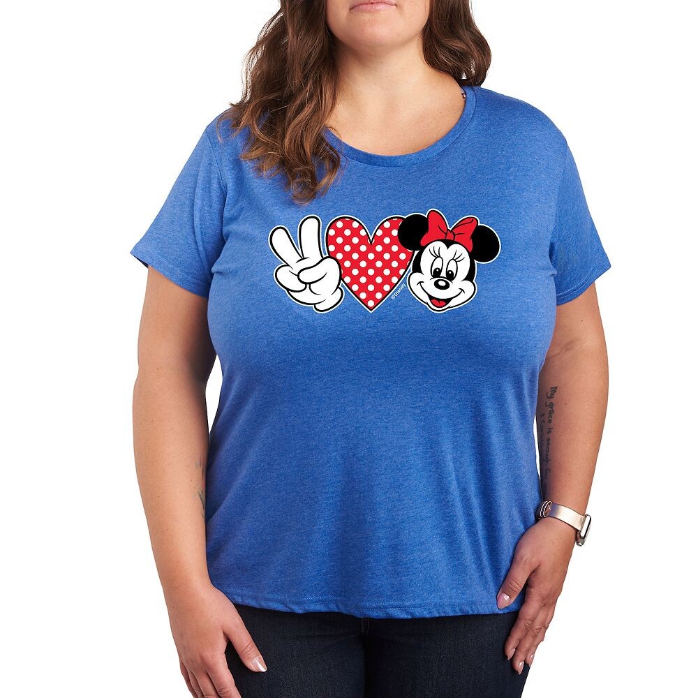 

Футболка Disney's Minnie Mouse Plus Peace Love с рисунком, цвет Heather Royal Blue
