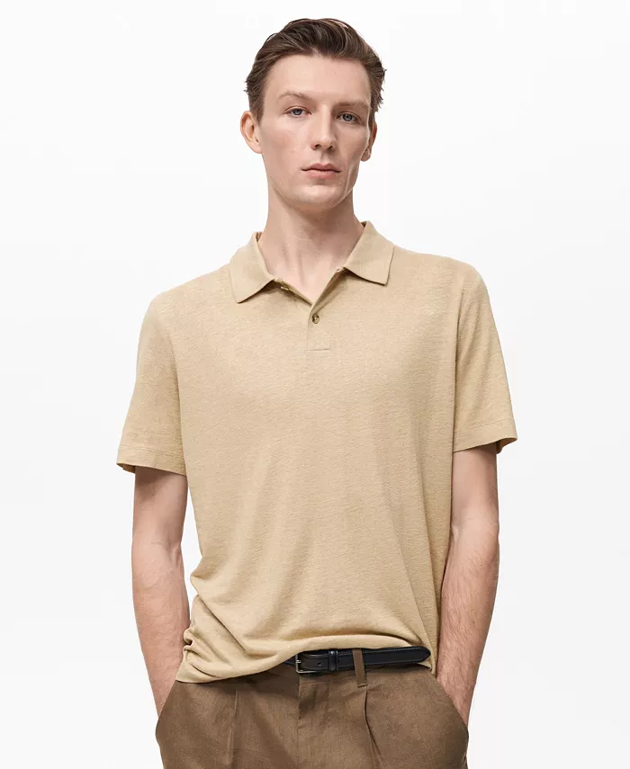 

Мужская поло Slim-Fit MANGO, коричневый/бежевый