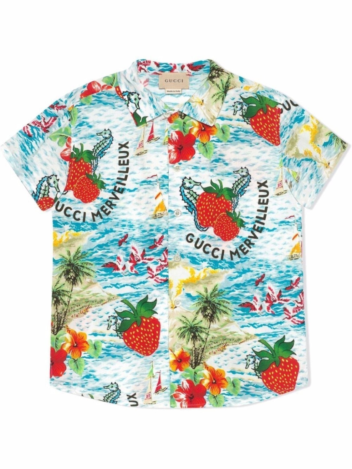 

Gucci Kids рубашка с принтом, синий