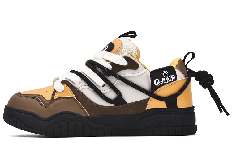 

Q and нескользящие устойчивые к истиранию низкие кроссовки для скейтбординга unisex Q-AND, темно-коричневый/Cheese желтый