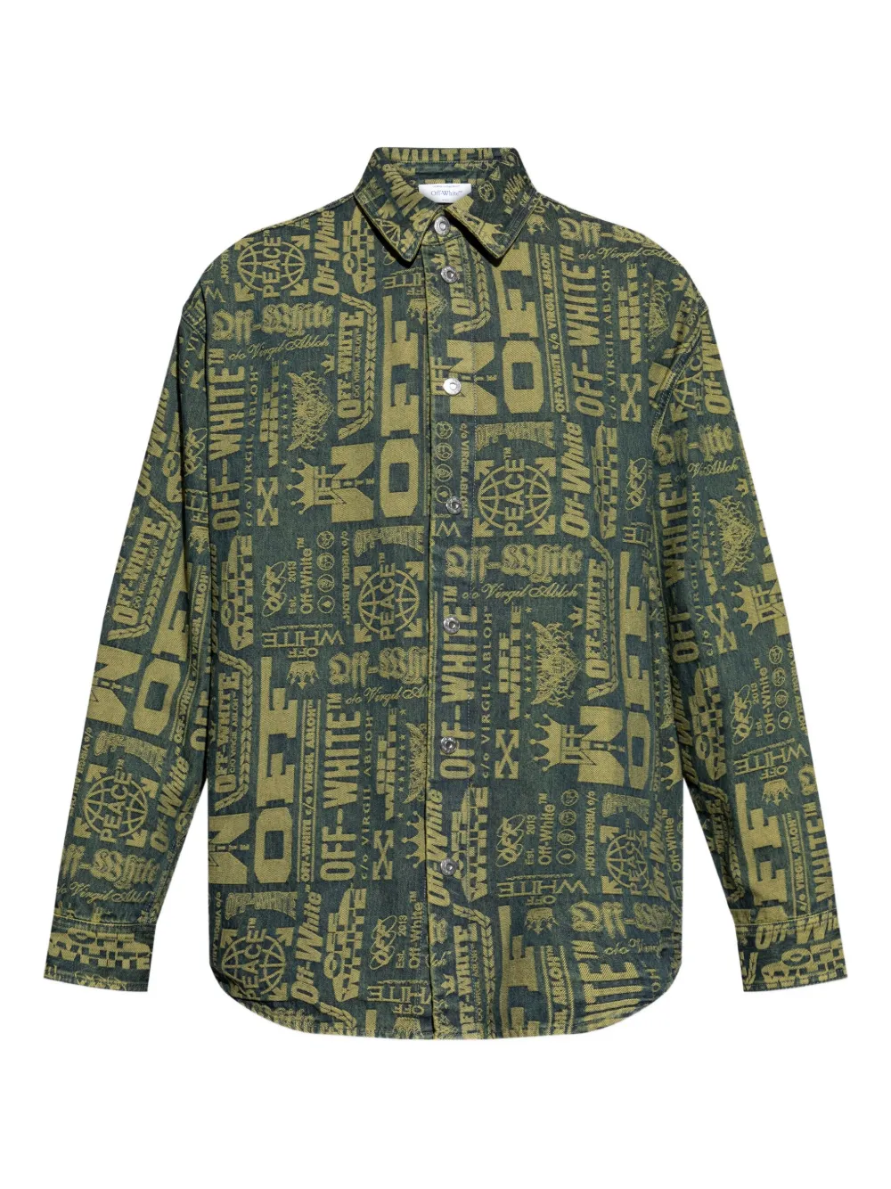 

Джинсовая рубашка с логотипом Off-White, зеленый
