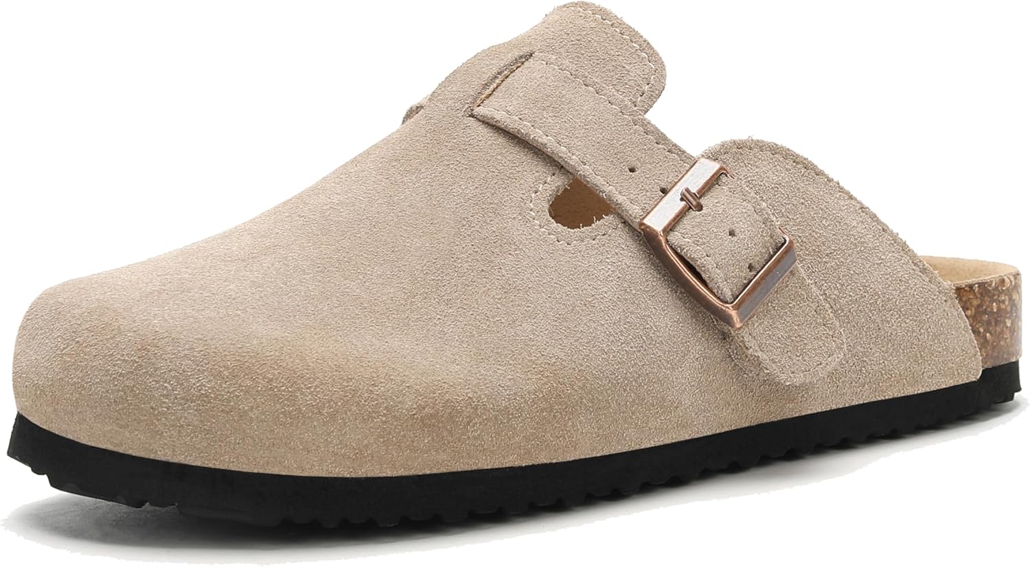 

Женские замшевые клоги, мужские кожаные мюли, сандалии на пробковой подошве, обувь без застежки с поддержкой свода стопы Generic, Taupe