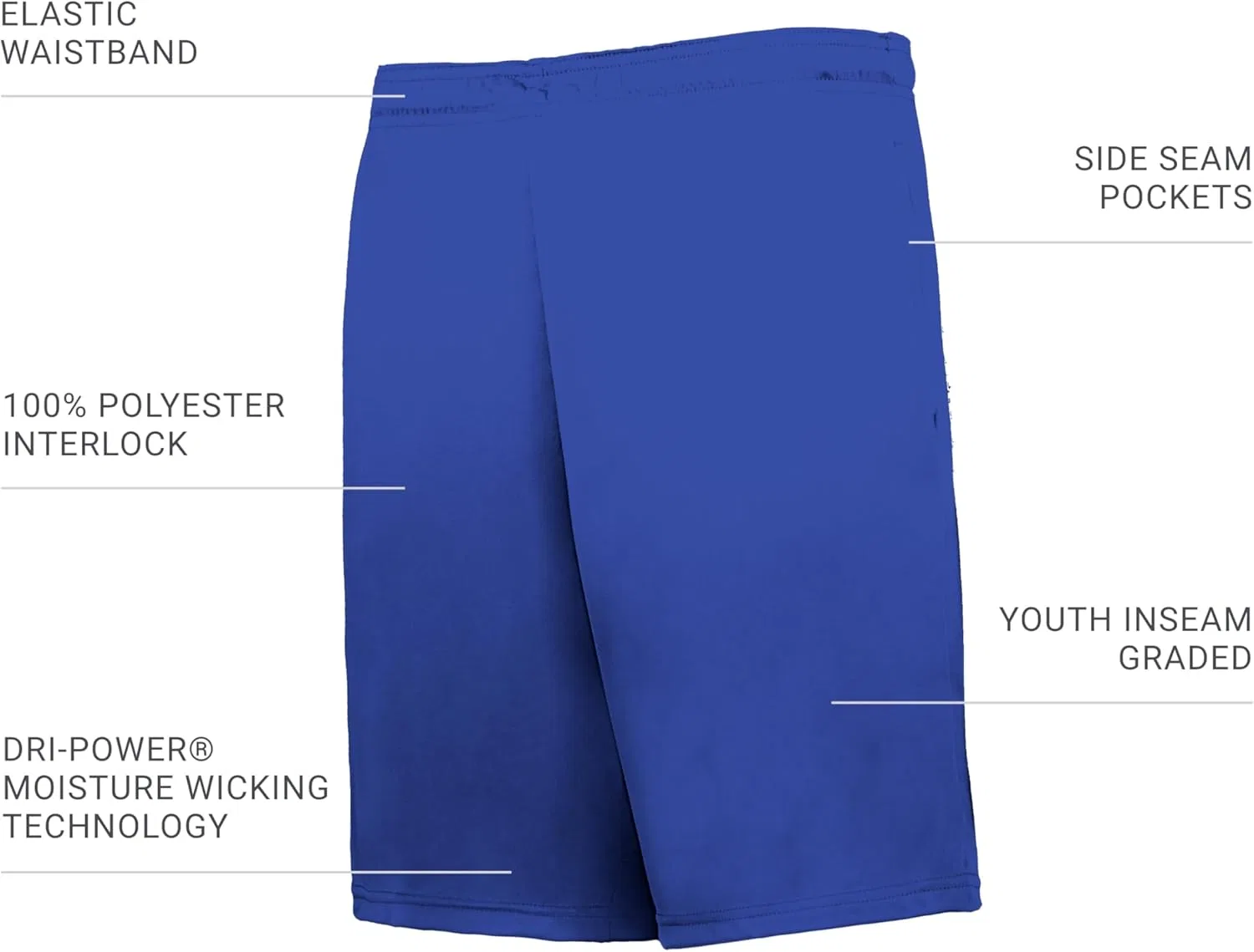 Russel Athletic Детские спортивные шорты Russell Athletic Boys Dri-Power Essential Performance Shorts, Royal — фото 3
