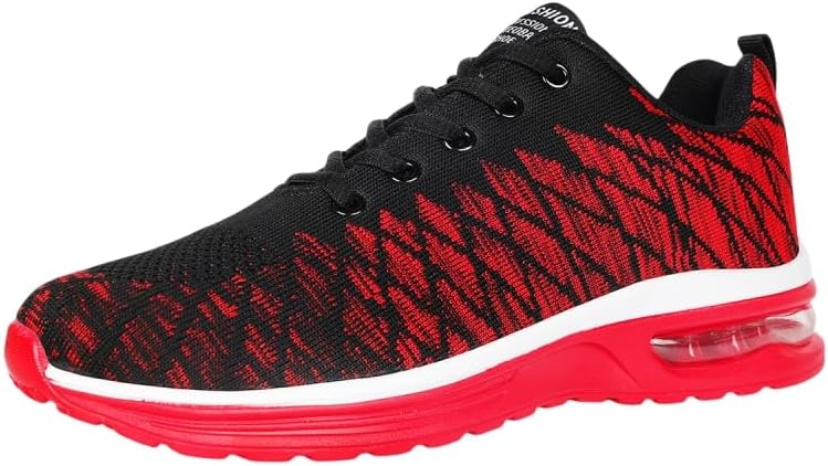 

Мужские спортивные кроссовки большого размера однотонные на шнуровке - дышащий верх, нескользящая резиновая подошва, стелька с амортизирующей EVA для всех сезонов на открытом воздухе Hoalox, черный/красный