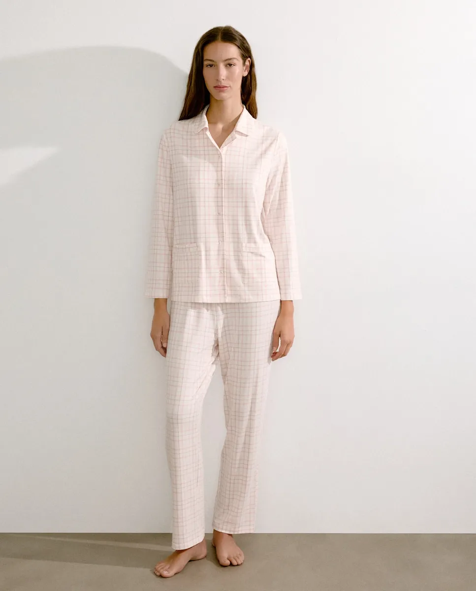 

Женская пижама-рубашка в клетку Énfasis, светло-розовый