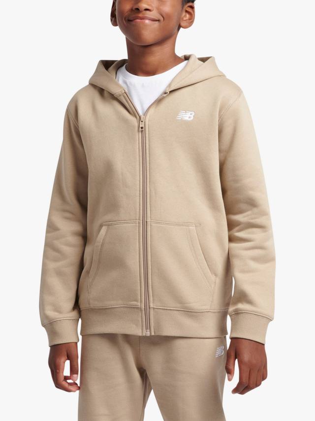

Детская худи с молнией и маленьким логотипом New Balance, Stoneware