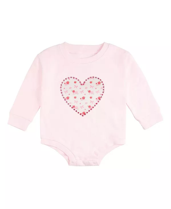 

Изящный детский комбинезон с длинными рукавами, украшенный розами и искусственным жемчугом в форме сердца. Sweet Wink, розовый