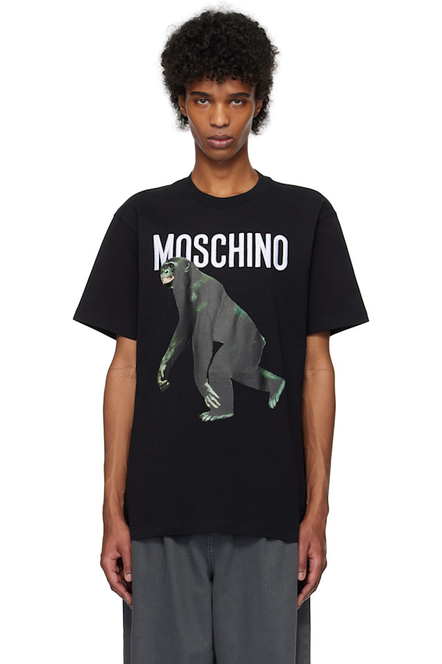 

Футболка с шимпанзе Moschino, черный