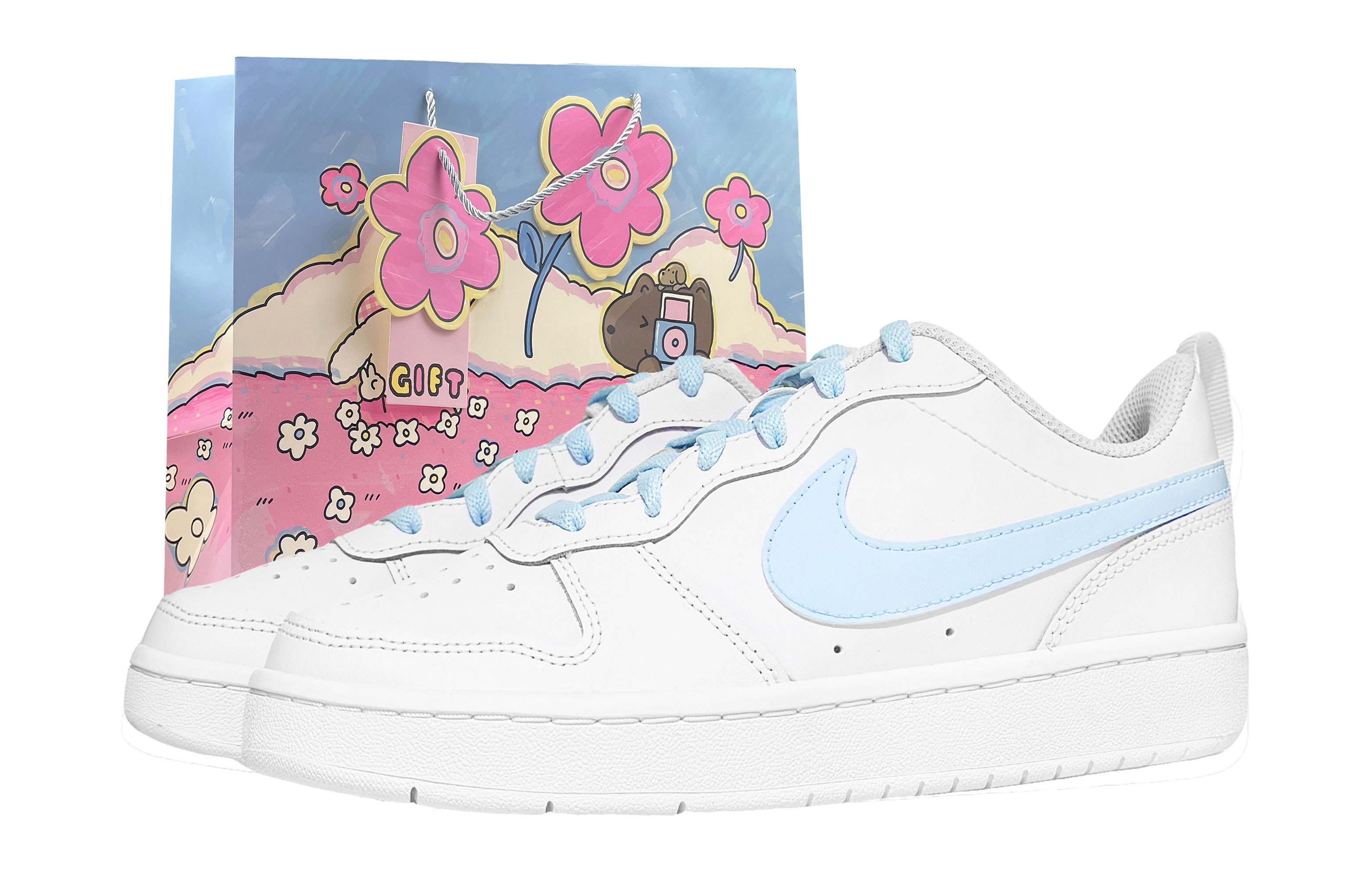 

Детские кроссовки для скейтбординга Court Borough Low 2 с низким верхом для подростков Nike, белый/синий