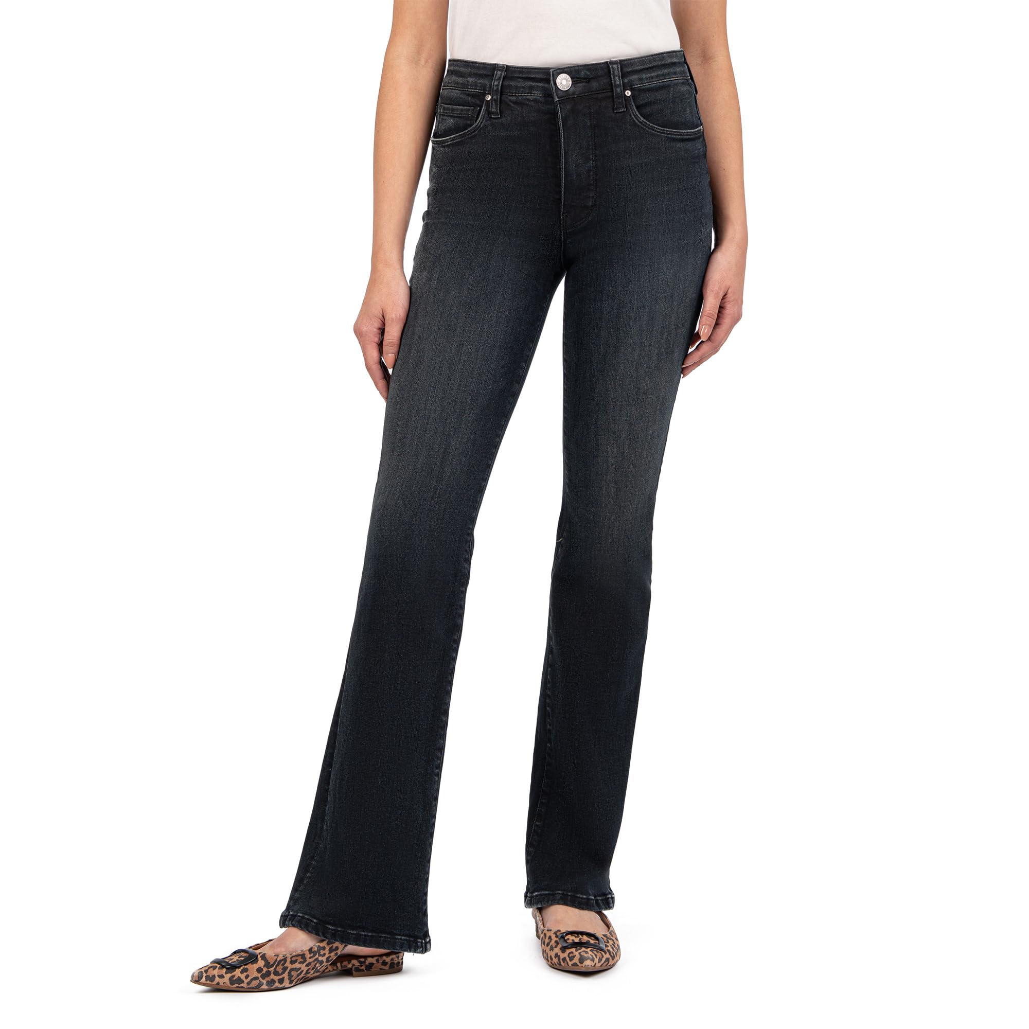 

Джинсы KUT from the Kloth Ana High-Rise Fab Ab Flare In Symphony, цвет Symphony