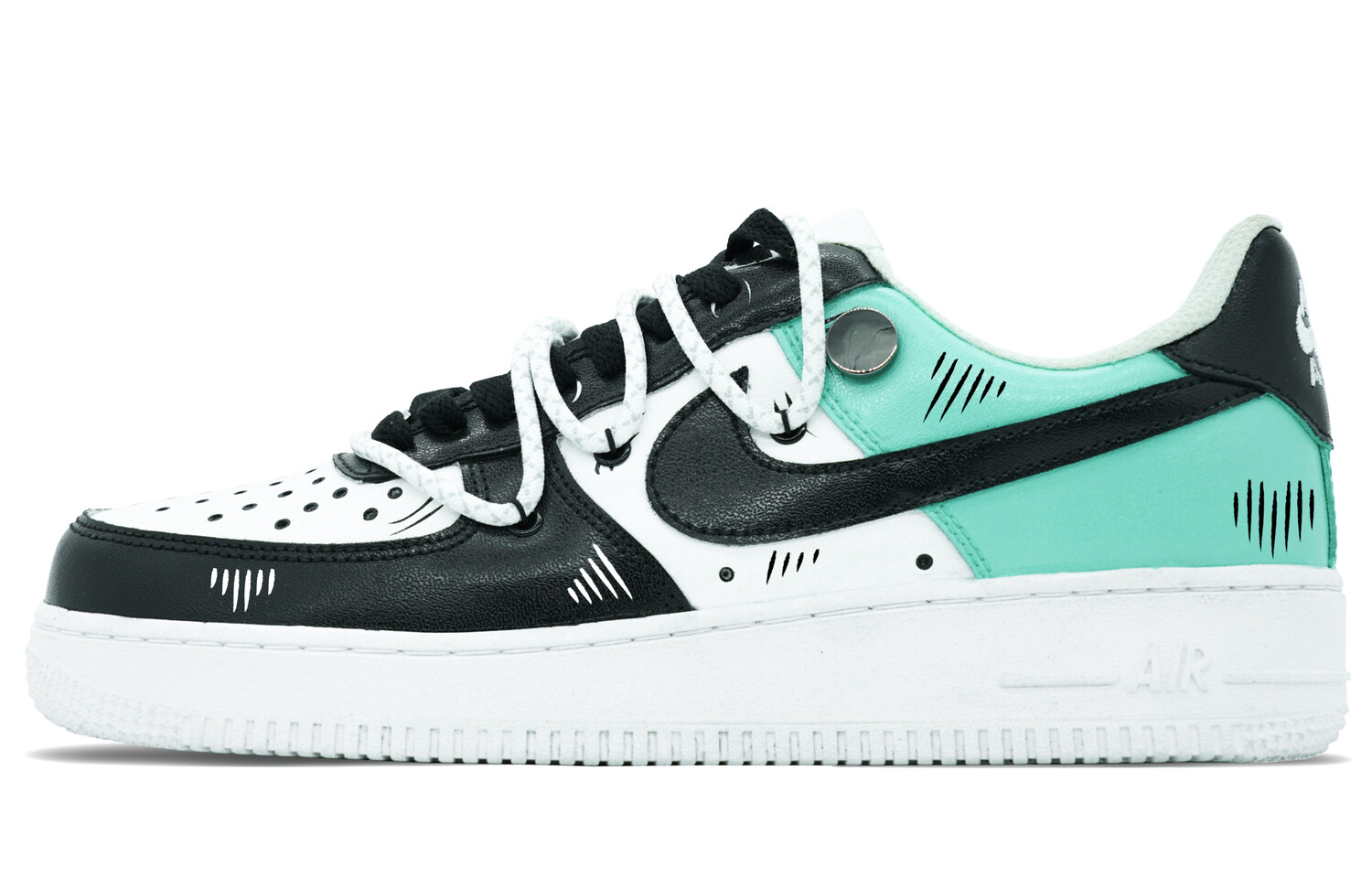 

Кроссовки для скейтбординга Air Force 1 мужские с низким верхом, белые/черные/зеленые Nike, Черный, Кроссовки для скейтбординга Air Force 1 мужские с низким верхом, белые/черные/зеленые Nike