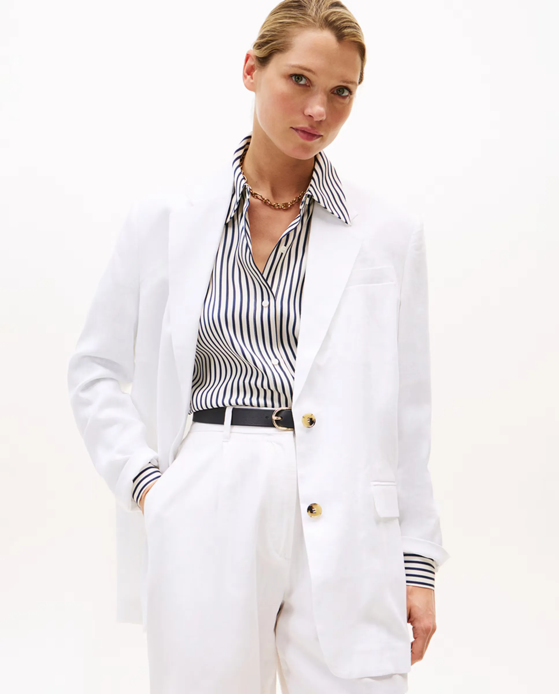 

Женский пиджак Americana из льна в стиле Relaxed Tommy Hilfiger, белый