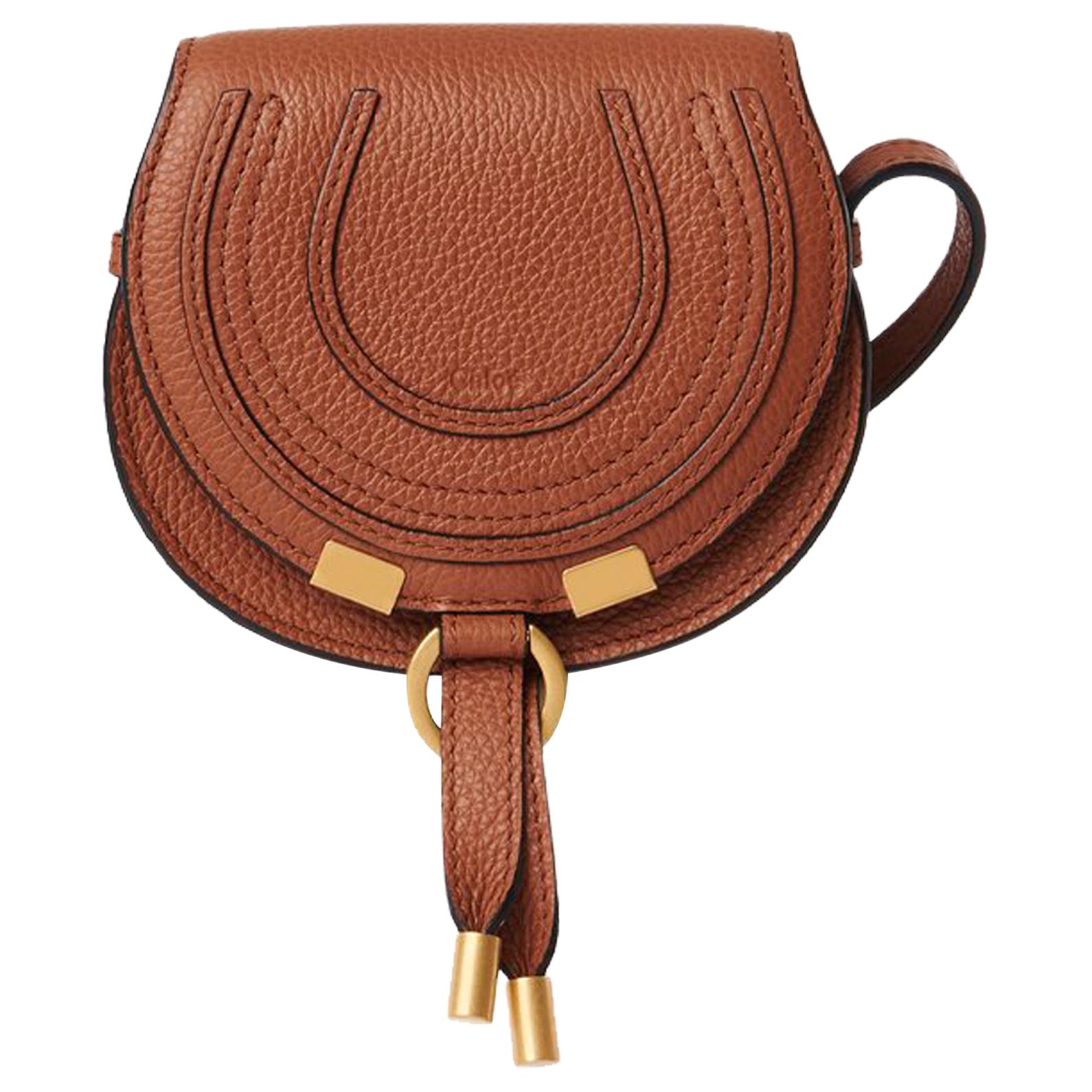 

Сумка кросс-боди, наплечная сумка мини Chloe Marcie из телячьей кожи с тиснением под зерно, женская tan Chloé