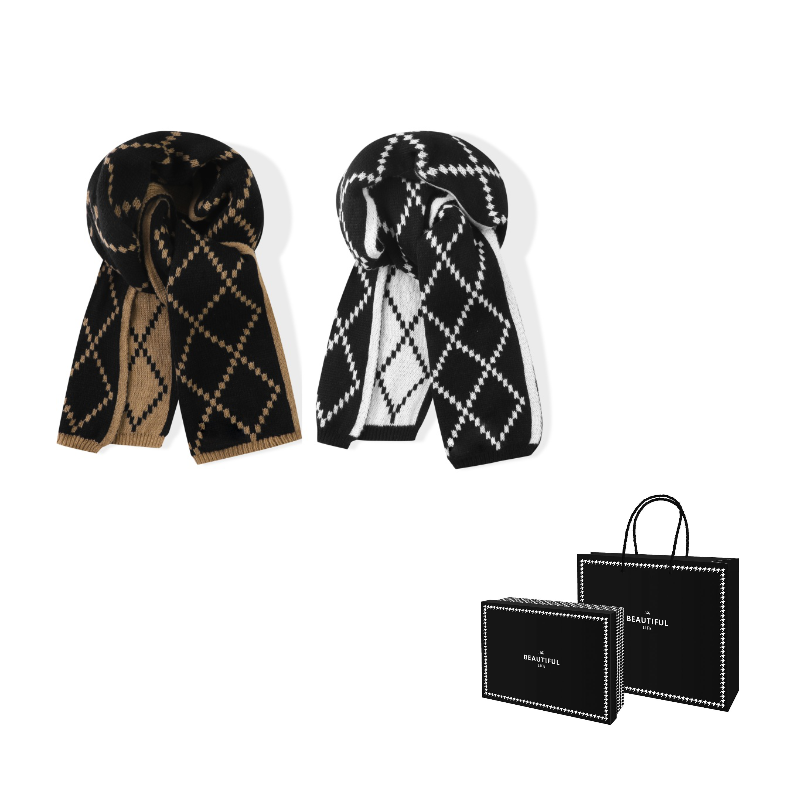 

Шарф JW Polyester Knit Unisex J W, 2 pack (черный коричневый+черный rice)