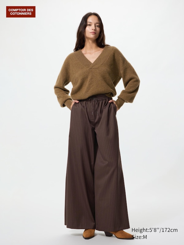

Широкие шерстяные брюки Uniqlo, 39 dark brown