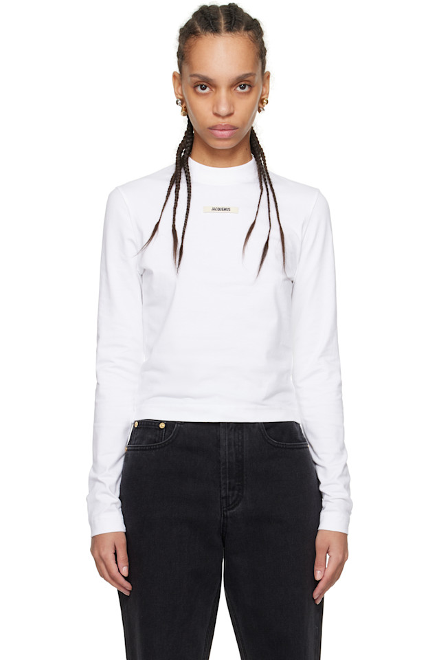 

Футболка с длинным рукавом в рубчик Jacquemus, белый