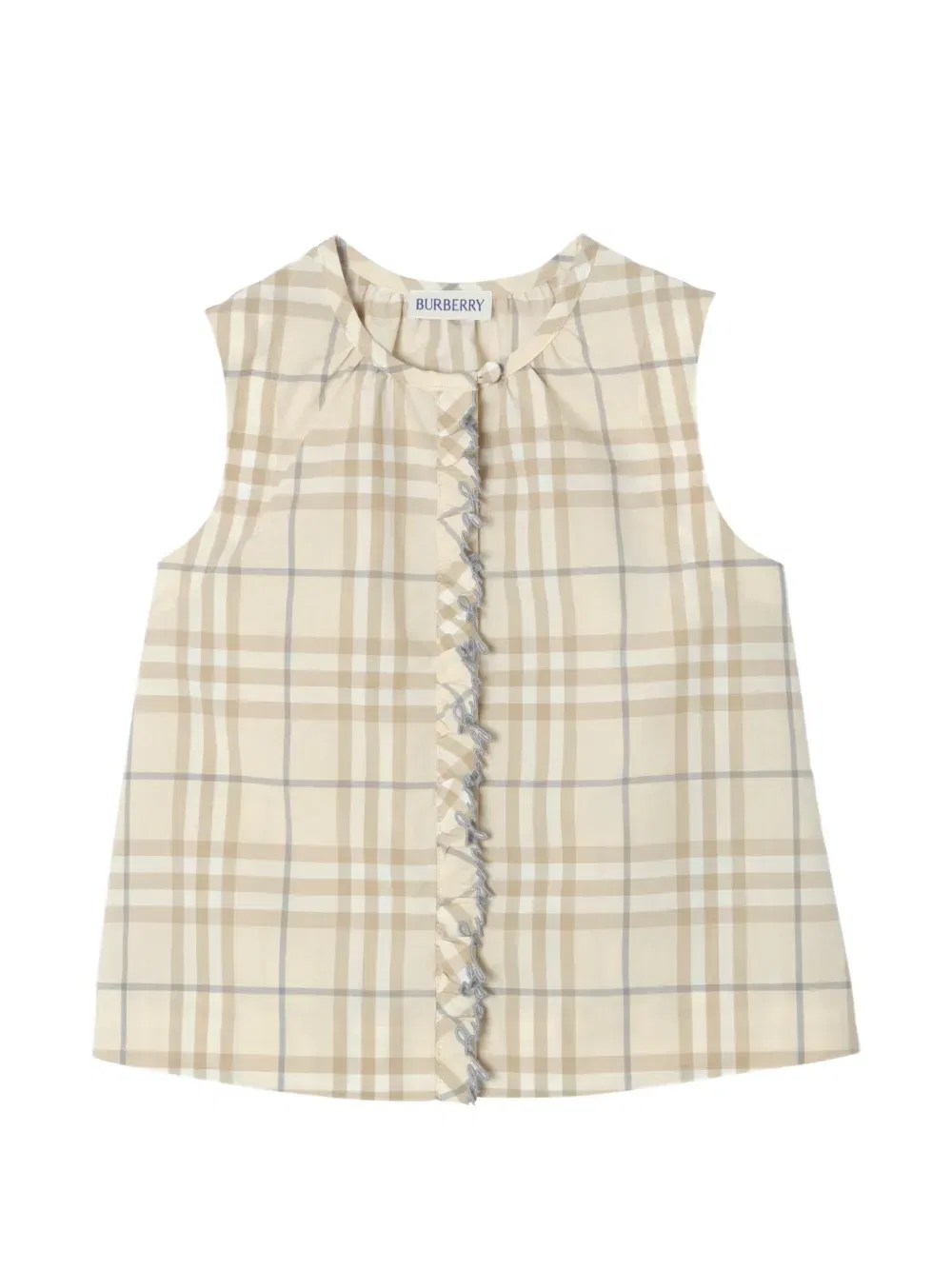 Клетчатый хлопковый топ Burberry Kids, нейтральный