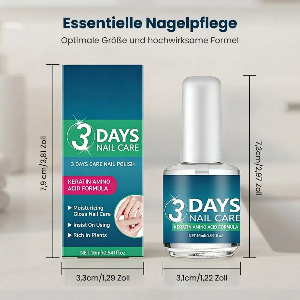 Масло для ногтей 3 Days Nail Care, глянцевое, прозрачное, быстросохнущее, 16 мл Givuaime, 1 — фото 3