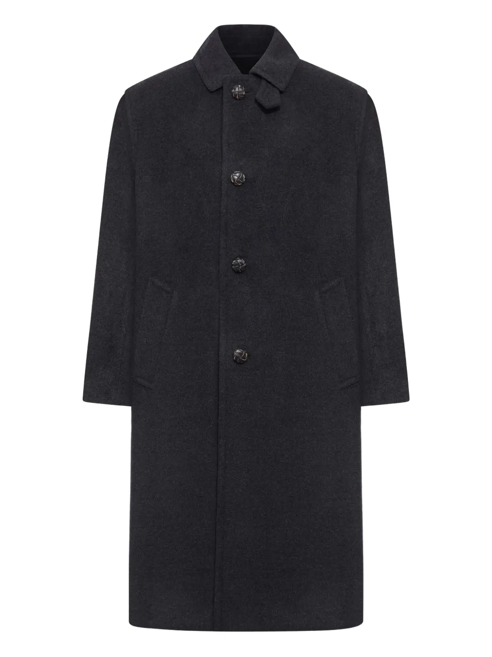 

Шерстяное пальто на пуговицах Prada, серый