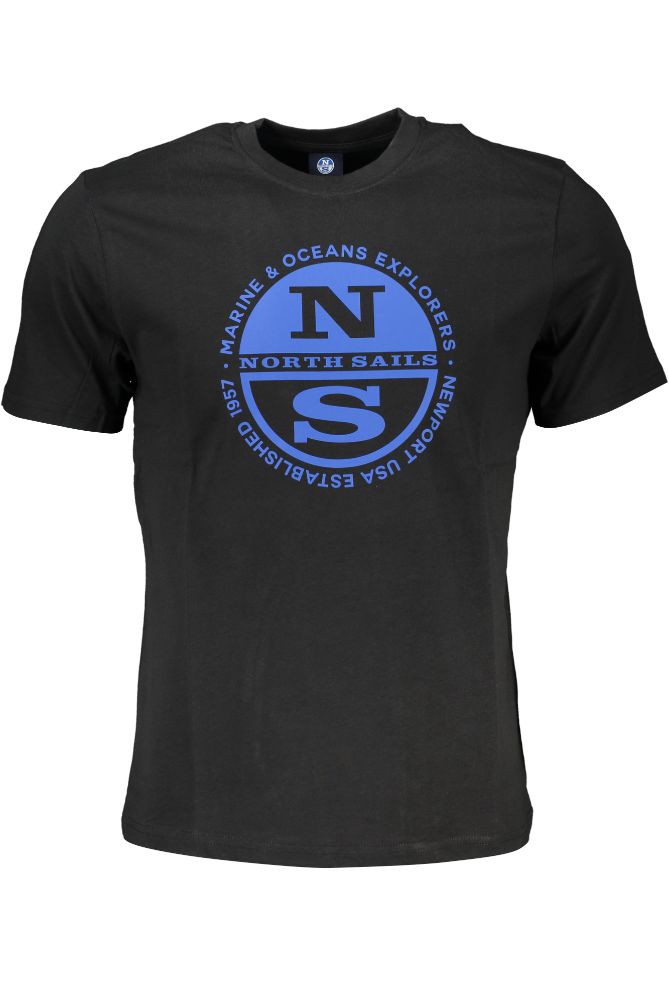 

Мужская футболка North Sails хлопковая с синим логотипом, черный