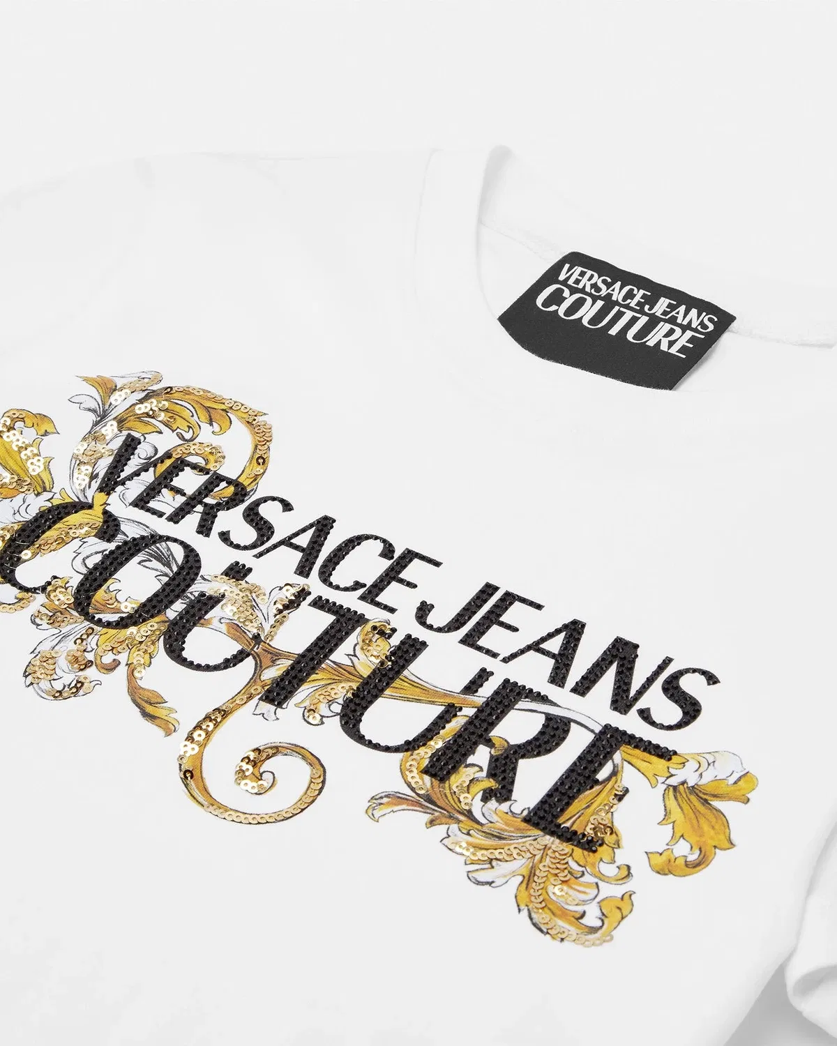 Футболка Barocco с кристаллическим контуром VERSACE, белый — фото 2