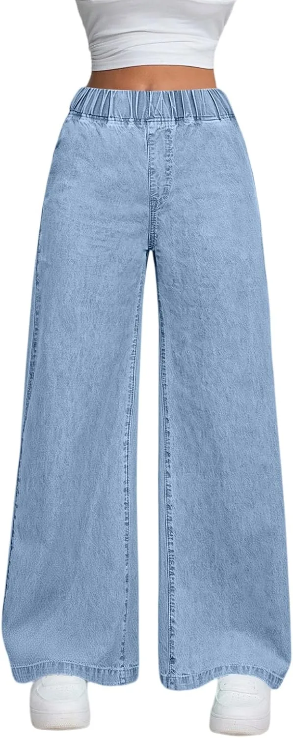 

Женские джинсы wide leg с высокой эластичной талией FOPSUFGWFO