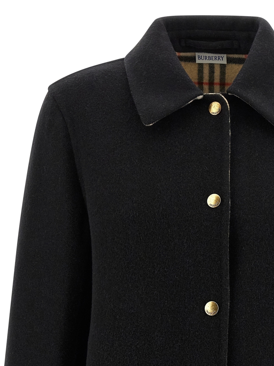 Жакет Burberry, шерстяной твил, двусторонний, клетка Burberry, черный — фото 3