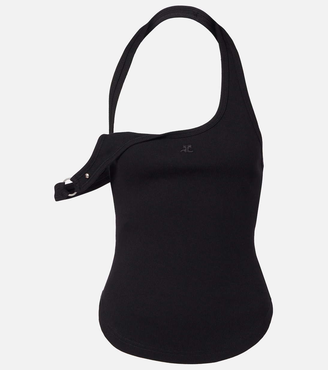 

Оголённый хлопковый топ с рубчиком 90-х Courrèges, черный