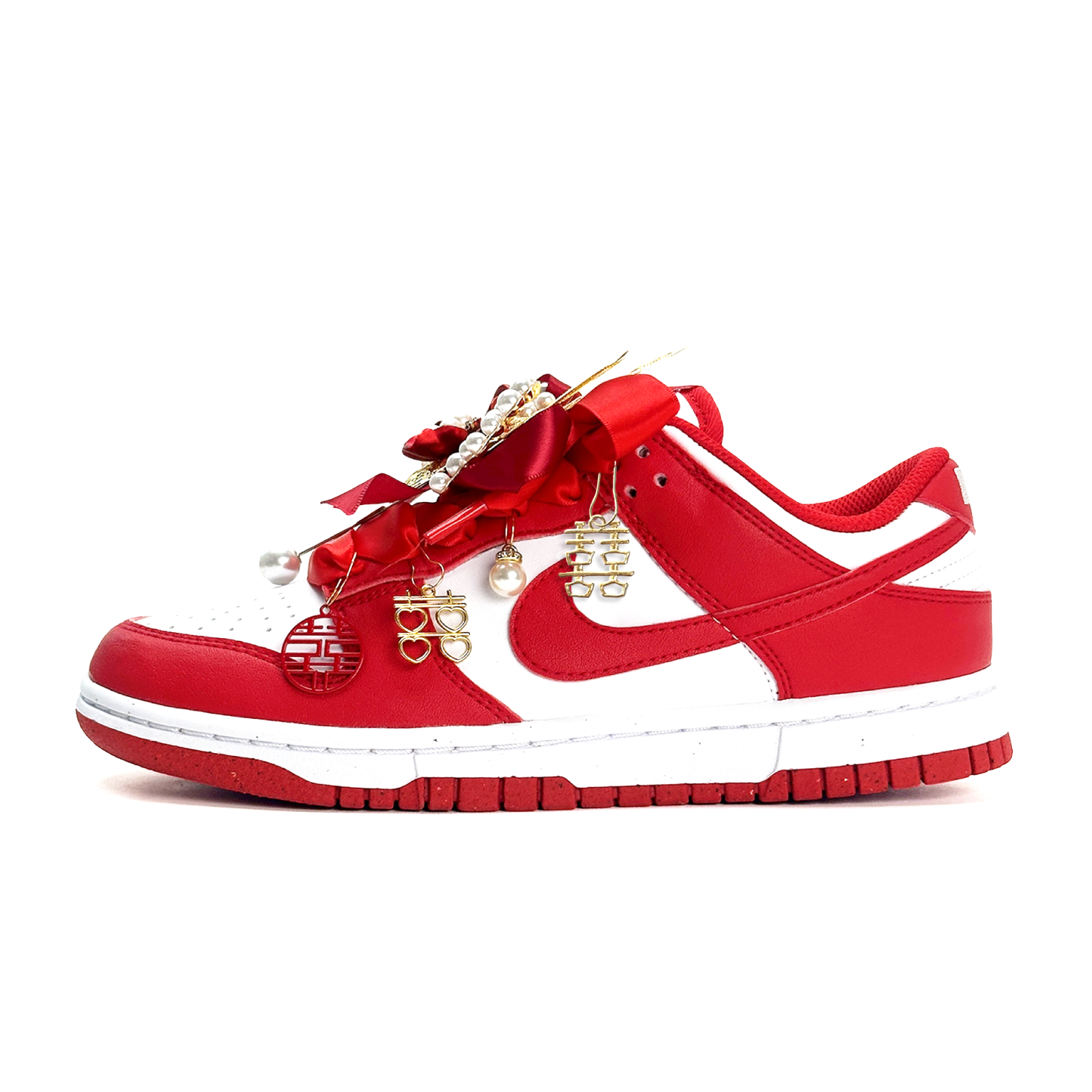 Nike Dunk Auspicious Dragon And Phoenix низкие скейтборд кроссовки Unisex красные — фото 3