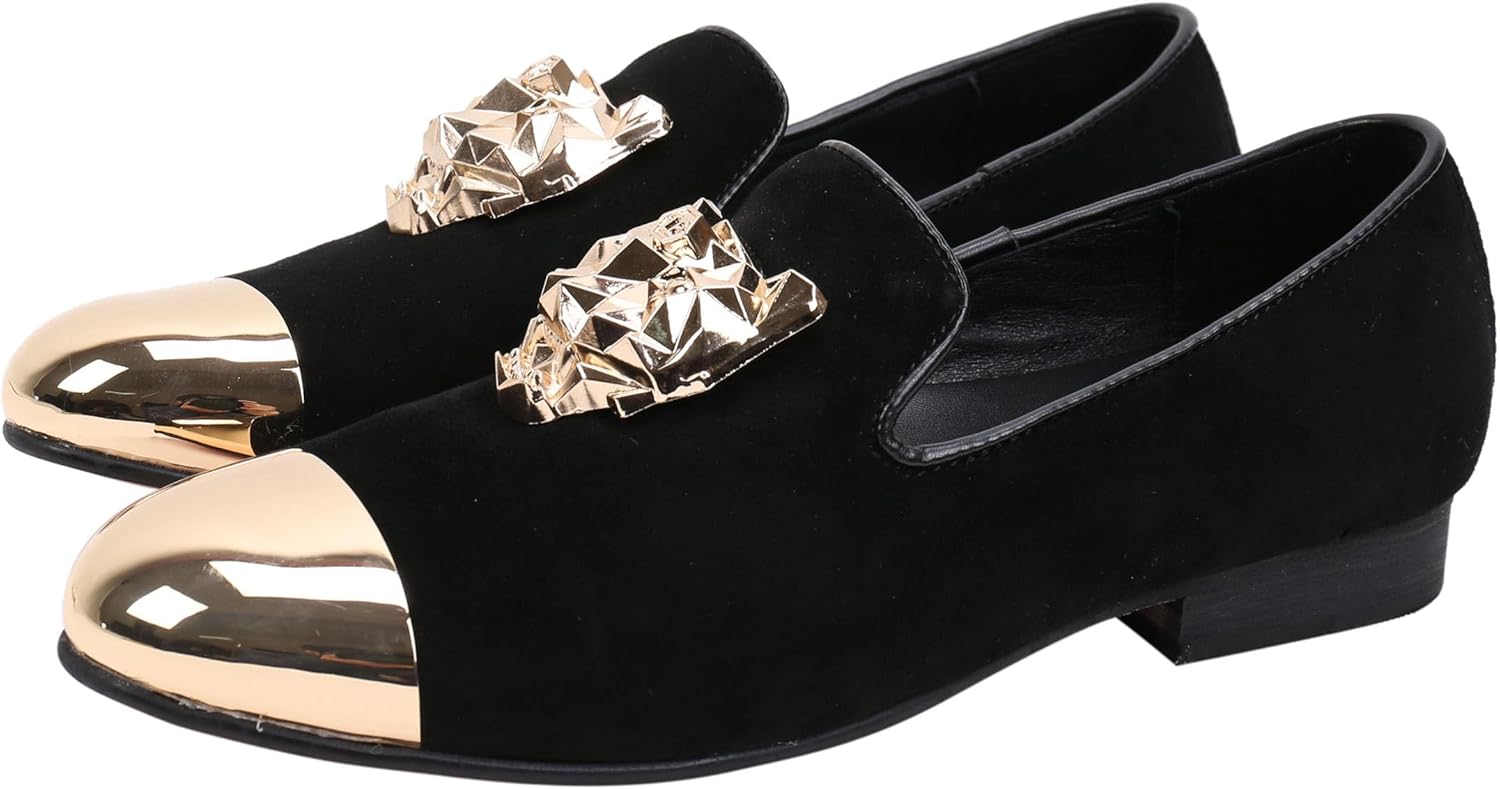 

Мокасины Santimon Mens Loafers с замшевой отделкой и металлическим наконечником, черный