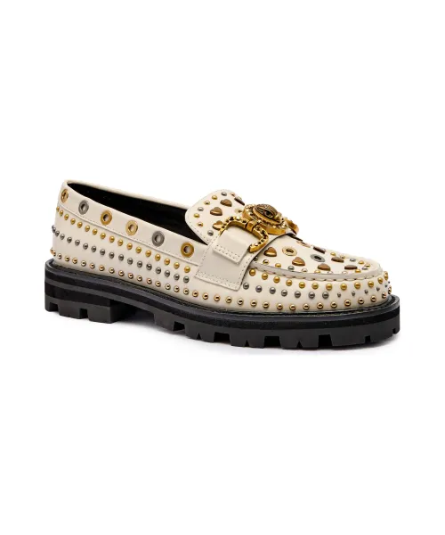 Кожаные мокасины Mansion с заклепками Kurt Geiger, бежевый