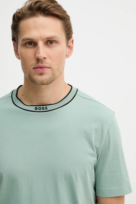Хлопковая футболка tee 5 BOSS Green, бирюзовый — фото 4